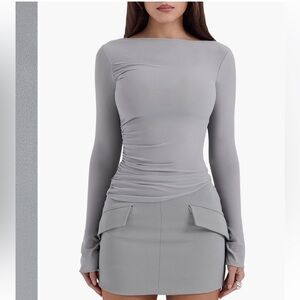 House of CB Gray mesh top with bralette